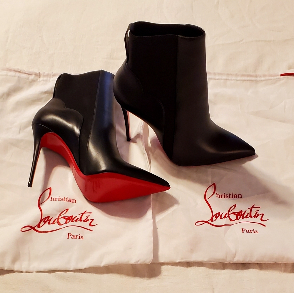 Christian Louboutin Chelsea Chick Red Sole Stiletto Boots Black Size 10 (40 EU)